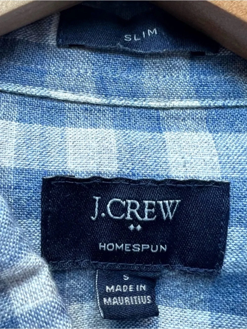 J. Crew Men’s Blue and White Gingham Button-Down Shirt Sz S Homespun 100% Cotton